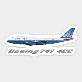 United Airlines 747-400 Blue Tulip Shirt Version Sticker